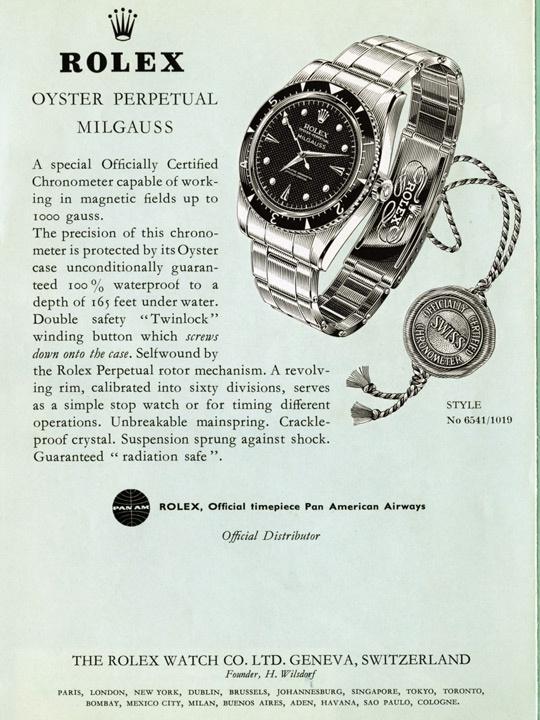Vintage Rolex Milgauss ad from the 1960s