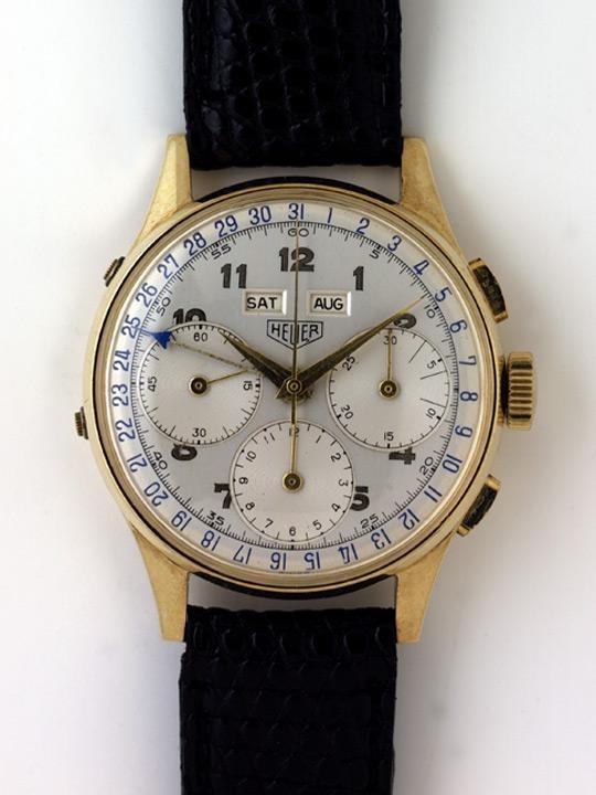 Heuer Chronograph Moonphase Full Calendar in a gold case