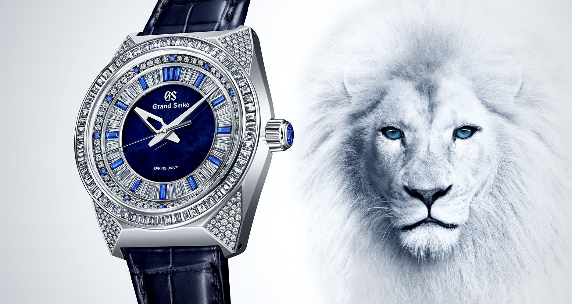 The Grand Seiko Masterpiece Collection Limited Edition SBGD213 is a fully gemset watch inspired by the white lion.