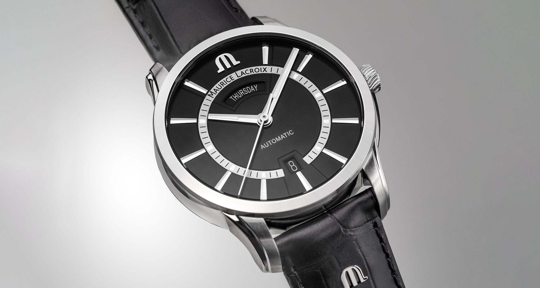 The Maurice Lacroix Pontos Day Date 41mm in black dial.
