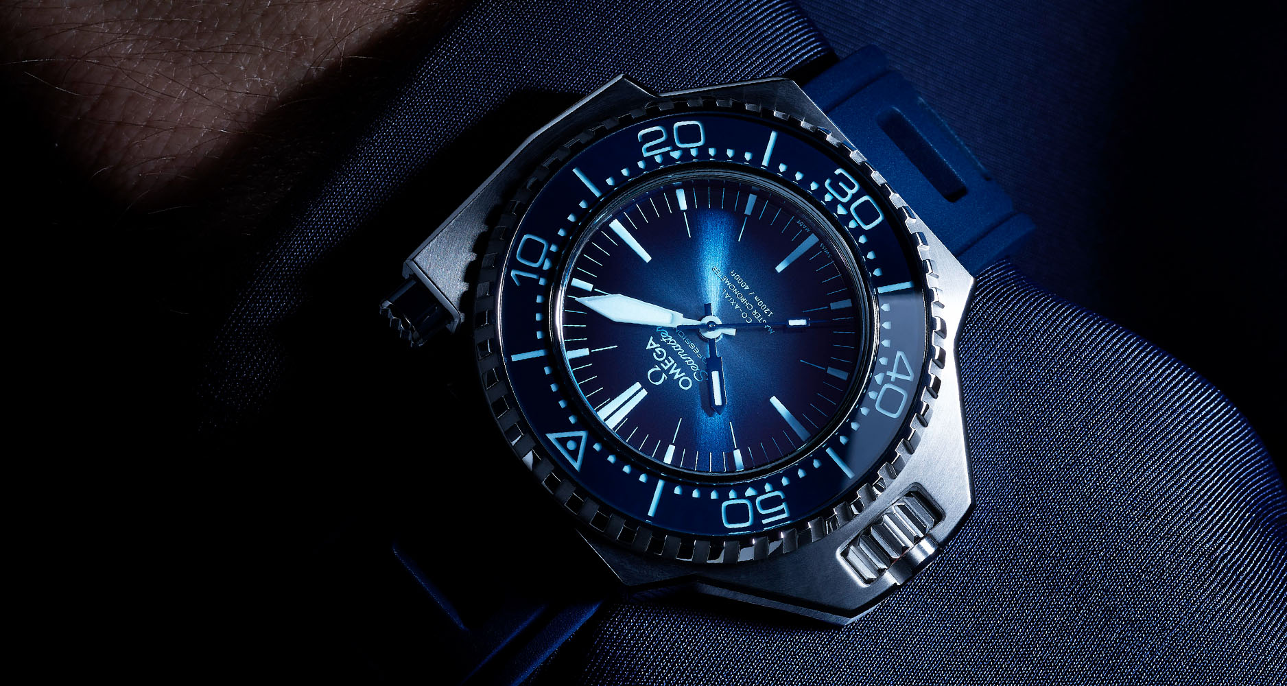 The Omega Seamaster Ploprof 1200M in O-Megasteel with rubber strap.