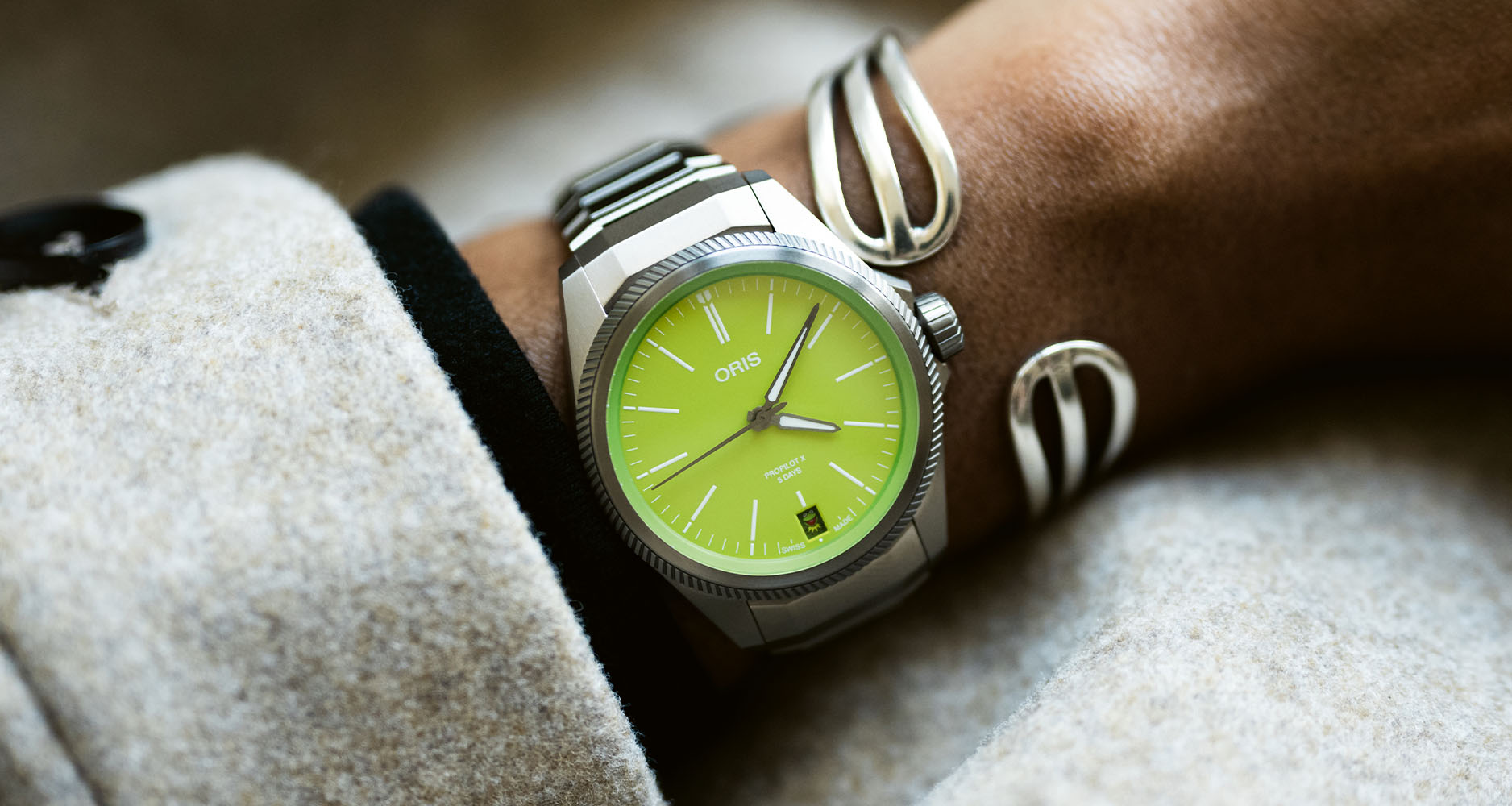 The Oris ProPilot X Kermit Edition.