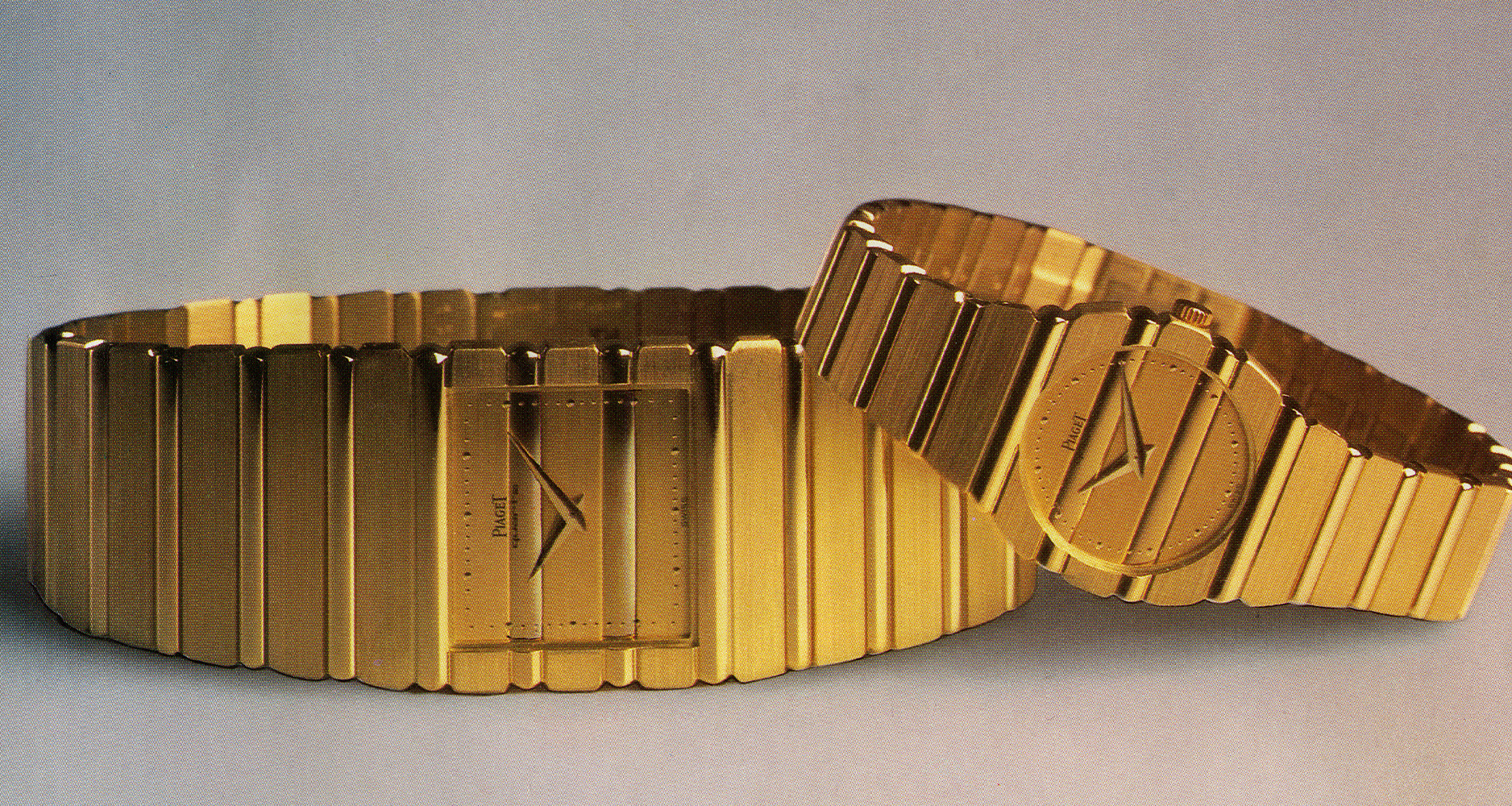 The Piaget Polo from 1979, in square and round case designs.