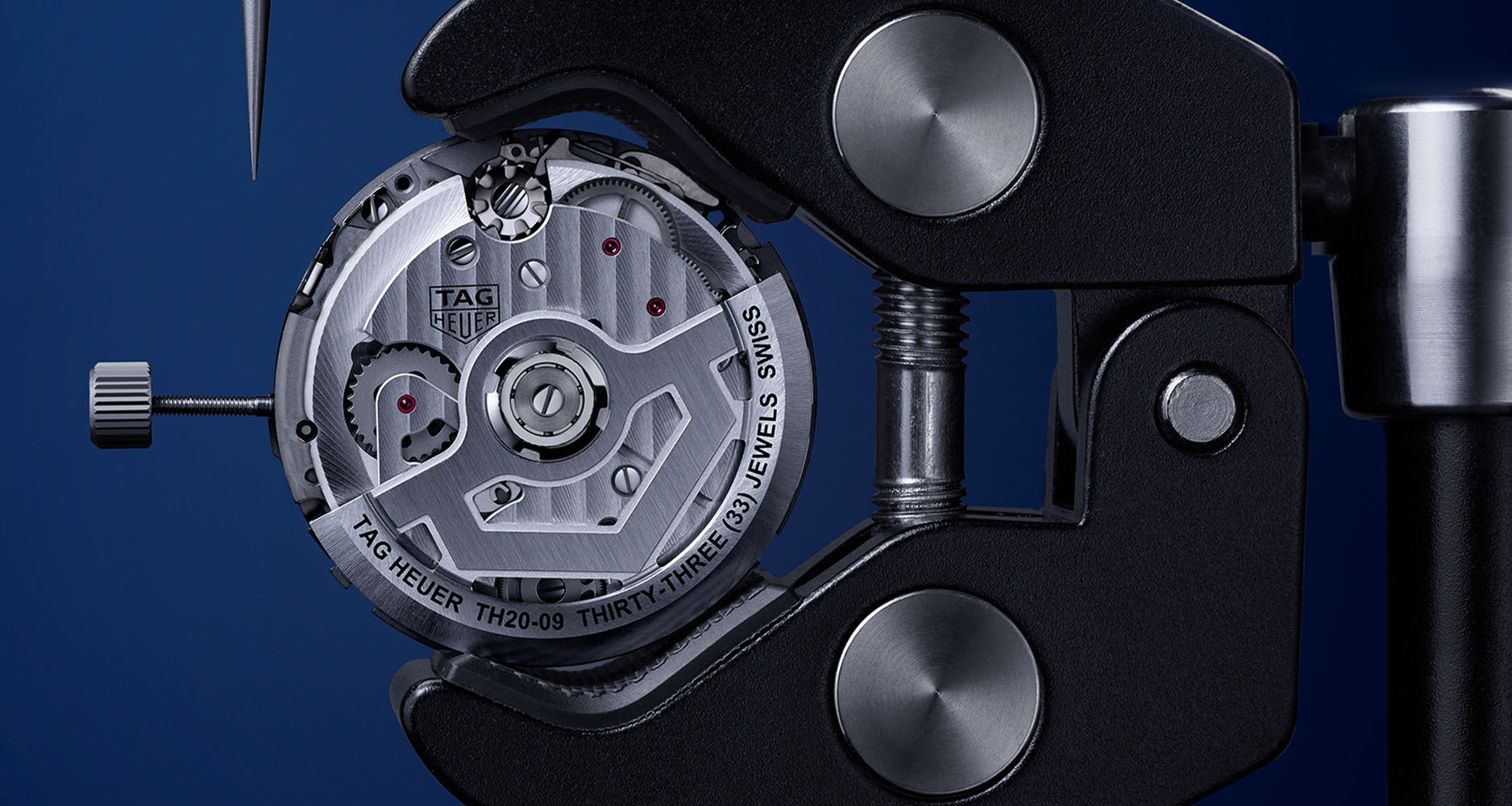 The Calibre TH20-09 movement powering the TAG Heuer Carrera Glassbox Chronograph Tourbillon.