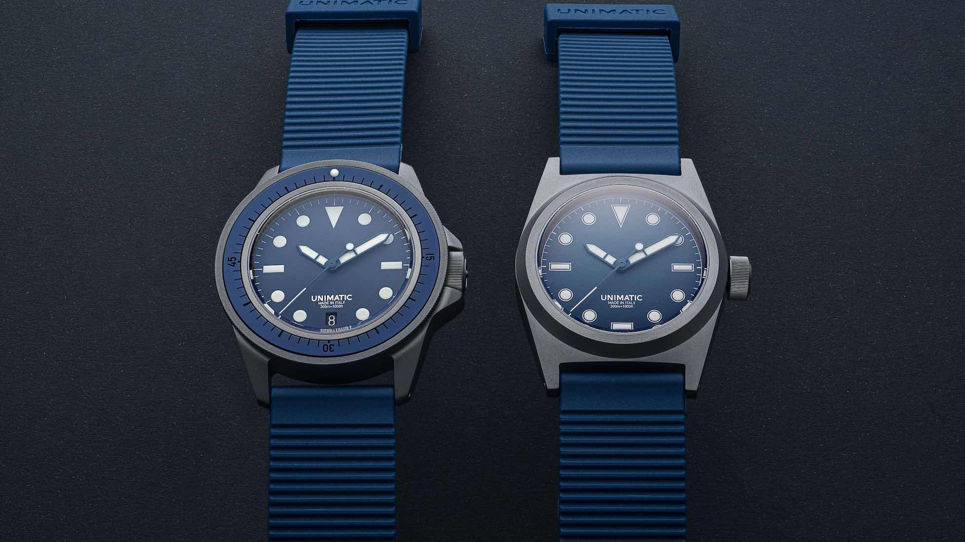 The Unimatic Modello Uno and Due in titanium. The Unimatic Modello Uno and Due in titanium.