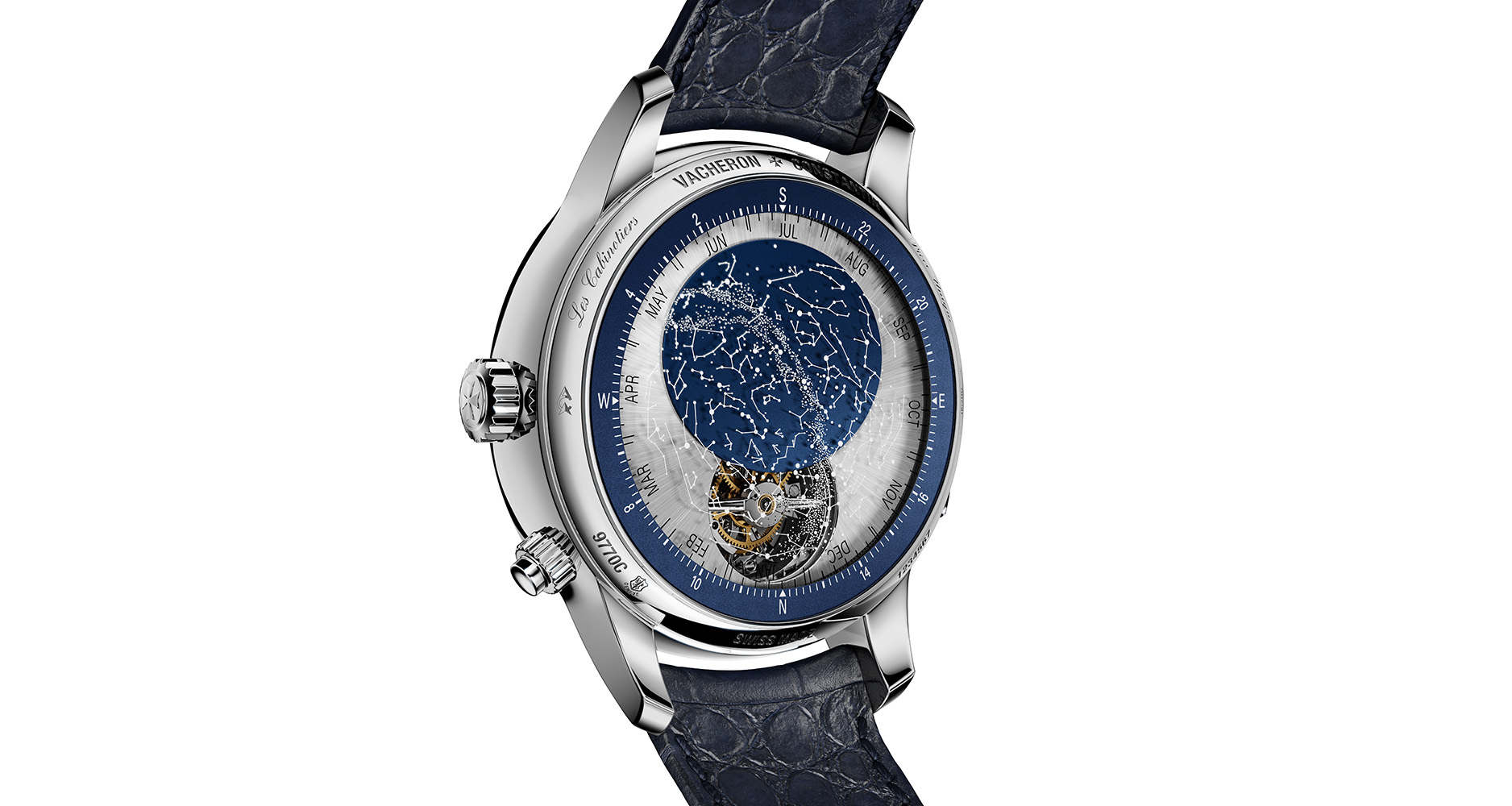 The caseback of the Vacheron Constantin Les Cabinotiers Dual Moon Grand Complication is a sky chart of the Norther Hemisphere.