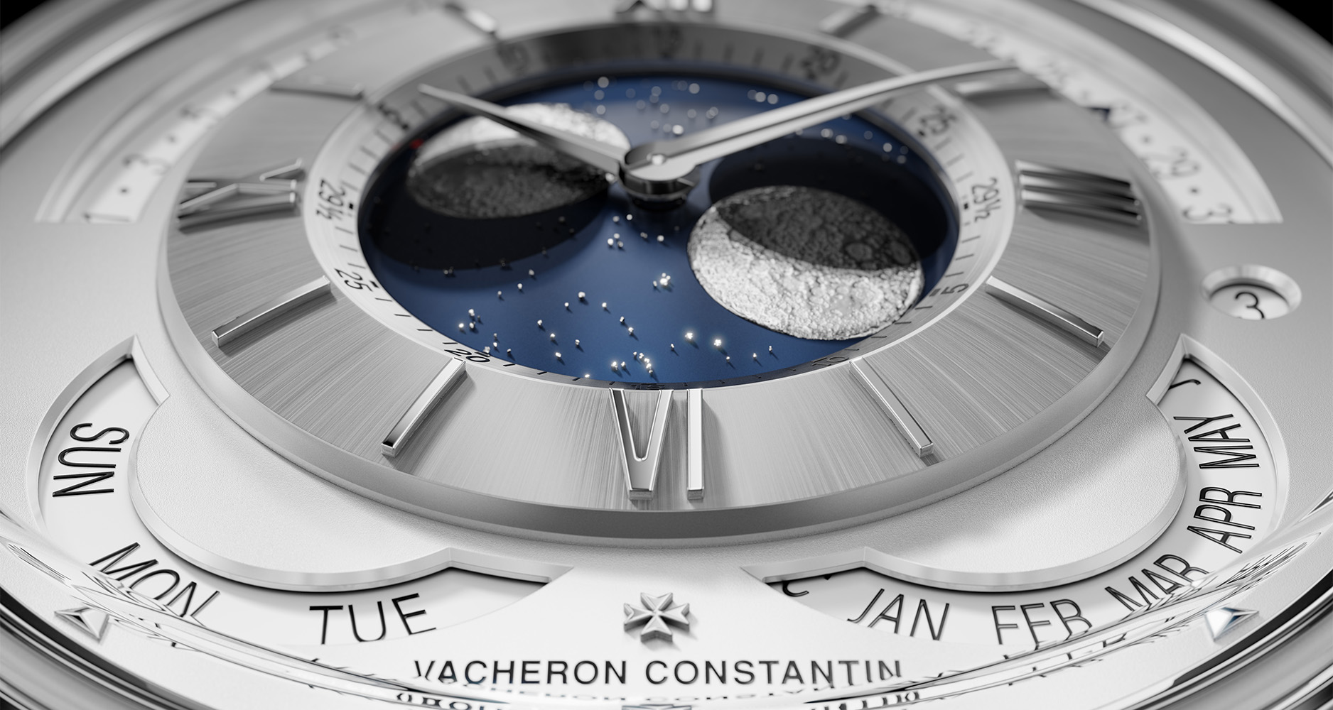 Vacheron Constantin Les Cabinotiers Dual Moon Grand Complication in white gold.