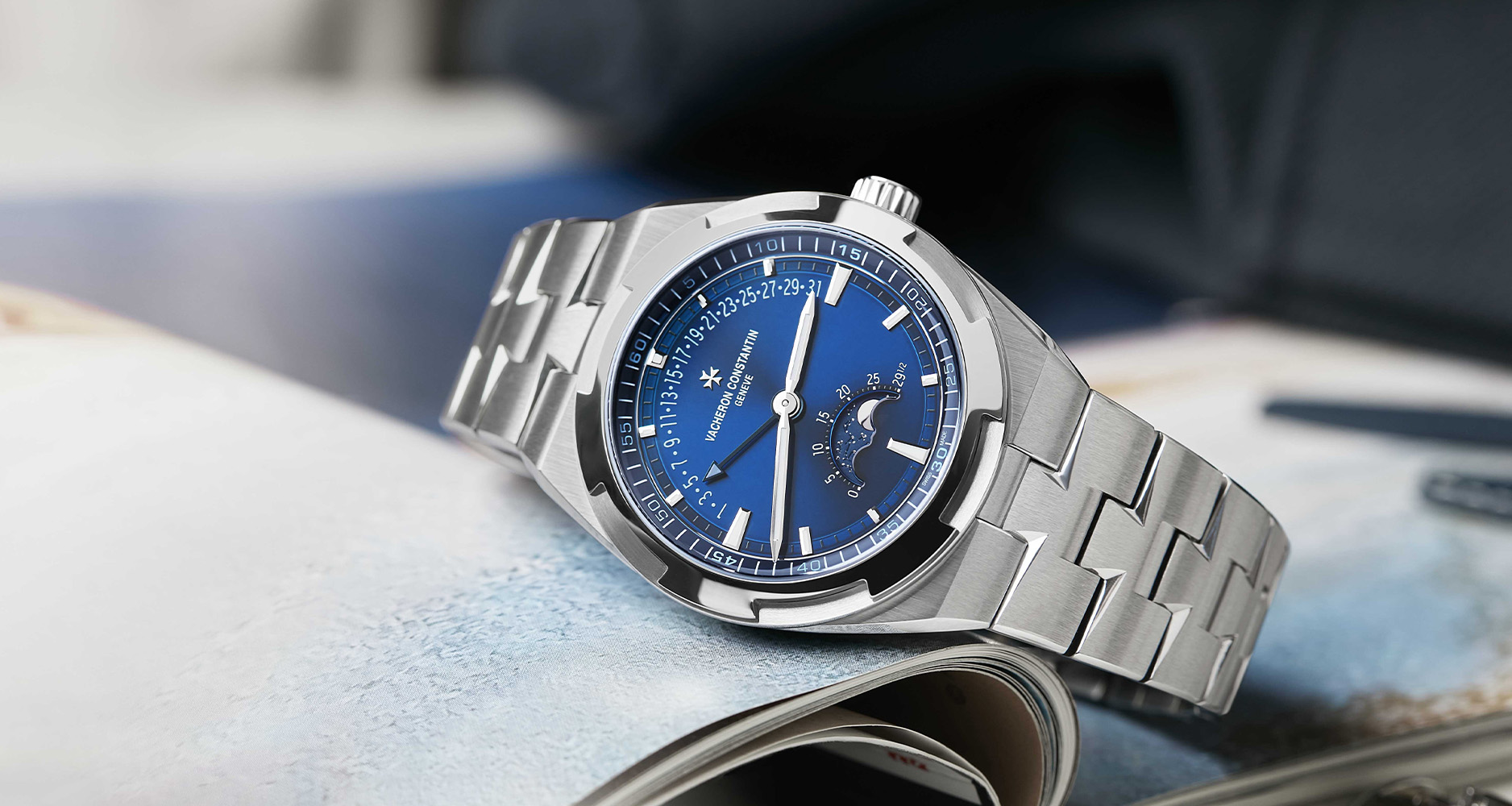 The Vacheron Constantin Overseas Moon Phase Retrograde Date.